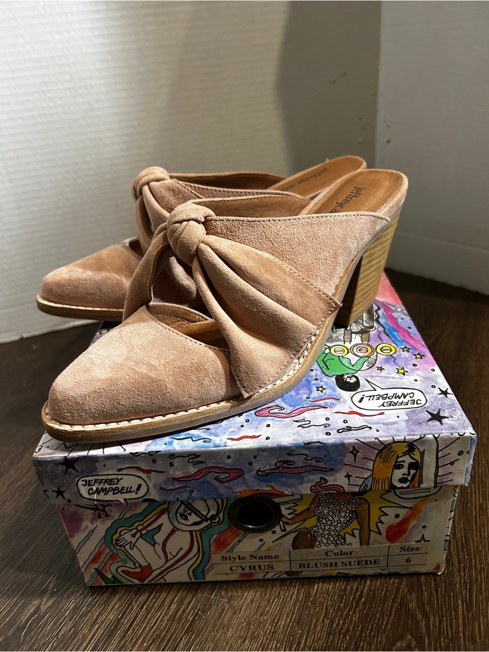 Jeffrey Campbell Blush Knot Suede Mule Heels